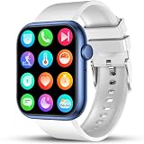 Deunis X7 Smartwatch 1,96 Zoll für Damen Herren mit Telefonfunktion und Benachrichtigungen, kompatibel mit Android und iOS, Schlafmonitor, Schrittzähler, Fitness Tracker (Weiß-Blau)