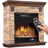 KESSER® Elektrokamin Standkamin - Kamin elektrisch mit LED 3D-Flammeneffekt, Mit Heizung Heizfunktion, Elektro Kamin mit 1800W Leistung, Timer, Thermostat, Fernbedienung, dimmbar, Natur/B
