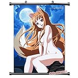 KarmaX Großes 60x90CM Spice and Wolf Rollbild | Anime Manga Stoffposter Wallscroll | Wanddeko Geschenk | Motiv: Holo