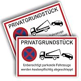 2 Stück Privatgrundstück Schild unberechtigte parkende Fahrzeuge werden kostenpflichtig abgeschleppt 20 x 30 cm aus stabiler PVC Hartschaumplatte 3mm mit UV-Schutz von STROBO