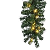 Haushalt International Tannengirlande aussen 270 cm - Grüne Girlande mit Lichterkette (40x LED), weihnachtliche Girlande mit Licht als Weihnachtsdeko aussen