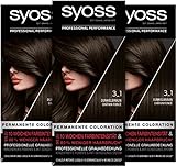 SYOSS Professional Performance, permanente Coloration, hochwertige Haarfarbe 3_1 Dunkelbraun, 3er Pack (3x 115ml)