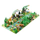 SESAY Custom Bauplatte mit Tiere und Pflanze für Tropisch Regenwald, 502 Teile Tropisch Regenwald Bausteine Grundplatte Bausatz, Kompatibel mit Lego Baumhaus 21318