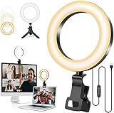 Upgrade Ringlicht Laptop 6“ Videokonferenz Licht,Evershop LED Ringleuchte mit Clip&Stativ 3 Lichtfarben+10 Helligkeiten 360°Drehbar Videoleuchte Monitor Beleuchtung für Zoom Meeting,YouTube TikTok