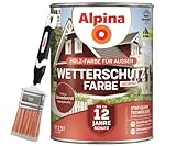 Alpina Wetterschutz-Farbe deckend 2,5 Liter seidenmatt + Pinsel 50 mm (Schwedenrot)