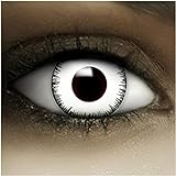 Farbige Kontaktlinsen Vampir MIT STÄRKE -3.00 + Kunstblut Kapseln + Behälter von FXCONTACTS in weiß, weich, im 2er Pack - perfekt zu Halloween, Karneval, Fasching oder Fasnacht