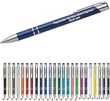 1000 x Cosima Kugelschreiber, Farbmix aus Metall mit Gravur (Neu & alle mit gleicher Wunschgravur) blauschreibend WPRO
