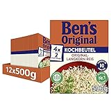 Ben's Original Original Langkorn Reis, 10 Minuten Kochbeutel, 12 Packungen (12 x 500g)