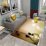 Buohwiwe 3D Teppich Gitarre - Modern Schlafzimmer Flanell Teppich Gitarre Wohnzimmer Teppich - Dekoration Carpet rutschfeste Teppiche 120 x 170 cm k258