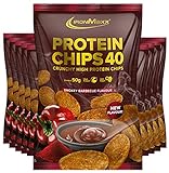 IronMaxx Protein Chips 40 - Smokey Barbecue Geschmack - High Protein - Low Carb - Glutenfrei, 10er Pack (10 x 50 g)