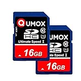 QUMOX 2X 16GB SD HC 16 GB SDHC Class 10 UHS-I Secure Digital Speicherkarte Hochgeschwindigkeits Schreibgeschwindigkeit 20MB/s Lesegeschwindigkeit bis zu 80MB/s