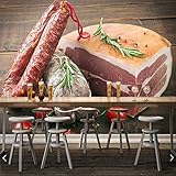 Kundenspezifische moderne 3D-Tapete, Fleischwürste, Tomatenwandbilder für die Hintergrunddekoration des Küchen-Esszimmers * 250 cm x 175 cm (98,4 x 68,9 Zoll)