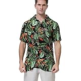 BOTOWI Herren-Hawaii-Hemd Button-Down-Kurzarmhemd Blumen-Strandhemden Urlaubshemden Tropenhemden, Relaxed-Fit,9#,S