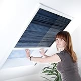 Fliegengitter Plissee für Dachfenster bis max. 70 cm x 157 cm - Insektenschutz - Dachfensterplissee - 80 x 160 cm | weißer Rahmen