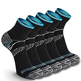 5 Paar Laufsocken Sportsocken Funktionssocken für Herren Damen Münner Leichtgewicht Kompressionsstrümpfe Sneaker Socken (39-42, Schwarz)