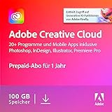 Adobe Creative Cloud All Apps | Grafik Design Software | Generative KI Features | Vektor-Illustration, Layout und Bildbearbeitung | PC/Mac