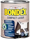 Bondex Compact Lasur WEISS 0,75 L für 9,75 m² | Wasserbasierte Holzlasur | Intensiver Wetter- und UV-Schutz | 2 in1 Aqua + Komfort Technologie | Streichen ohne Grundierung | Seidenmatt | Geruchsarm
