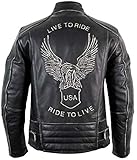 Motorrad Lederjacke mit einer Adler Prägung (L)