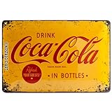 Nostalgic-Art Retro Blechschild, Coca-Cola – Logo Yellow – Geschenk-Idee für Coke-Fans, aus Metall, Vintage-Design zur Dekoration, 20 x 30 cm