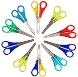 Set 10 farbige Bastelschere Schere für Kinder rund 13 cm, aus rostfreiem Stahl, für Rechtshänger und Linkshänder