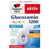 Doppelherz Glucosamin 1200 + D3 + K+ C – Mit Vitamin C als Beitrag zur normalen Kollagenbildung für eine normale Knorpelfunktion – 30 Tabletten