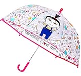 alles-meine.de GmbH Regenschirm - Minions - Ich einfach unverbesserlich / Agnes & Einhorn - Kinderschirm transparent - Ø 74 cm - Kinder Stockschirm - Schirm Kinderregenschirm..
