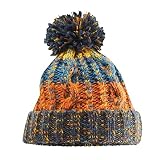 Beechfield Unisex Adults Corkscrew Knitted Pom Beanie Hat Strickmütze, Retro Blues, Einheitsgröß