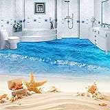 HGFHGD 3D Boden wandbild tapete Ozean Welle Strand fotoaufkleber Bad Wohnzimmer PVC Selbstklebende bodenfliese malerei