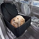 Hunde Autositz für Rücksitz und Vordersitz für kleine und mittelgroße Hunde mit Sicherheitsgurt, schnell verstaubar, wasserfestes Material, Hundesitz im Auto, Hundebox Auto Rückbank