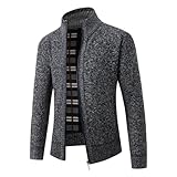 Personalisierte Pullover Herren Ohne Kapuze Oversize Cardigan Lockere Passform Sweatshirt Langarm Mäntel Slim Fit Modische Jacken Fitness Jacke Dicker Mantel Klassische Kleidung, Grau2, Larg