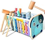 WXYHBWDQ Holz Hammering Pounding Toy, Pädagogische Pegs Pfund Labyrinth Puzzle Zahlensortierer Musikspielzeug mit Xylophon, Hammern, Schlägeln, Geschenk für 3 4 5 Jahre alte Jungen und Mädchen