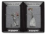 Zippo 60002305 PL Day of Dead Skulls Set Feuerzeug, Messing, Edelstahloptik, 1 x 3,5 x 5,5 cm