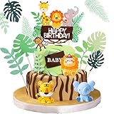 Safaritiere Kuchendekoration Kuchendeko Tiere Elefant Tiger Löwe Dschungeltiere Kuchendekoration Geeignet Für Cupcake Dekoration, Dschungel Thema Geburtstag Party Dek