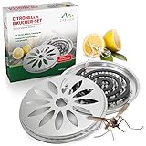 GARDIGO® Citronella-Räucherspirale Set | 10x Citronellaspirale samt Räucherschale | Wohlriechender Zitroniger Duft | Feuerfeste Schale | Camping Grillabend Terrasse Balkon Garten See | Outdoor, Mück