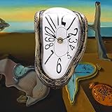 Lafocuse Lautlos Salvador Dali Uhr, Geschmolzene Uhr Ohne Tickgeräusche, Tischuhren Modern Schmelzende Uhr Deko für Regale Schreibtisch 18x13x15cm