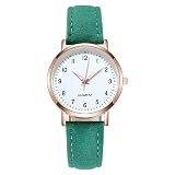 LIWEARE Damenuhr, Damen Analog Quarz Uhr mit PU-Leder Armband, Uhren Damen Einfache Business Klassische Armbanduhr Lässig Quarzuhr Leuchtuhr (grün)