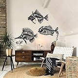 Fishbones, Metal Wall Art, Schwarz, Metallwandkunst, Wanddekoration Metall Wanddeko für minimalistische und moderne, Wohnzimmer, Warteraum