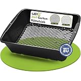 UPP Gartensieb 2-in-1 | Rundsieb mit Einstellbarer Machengröße | Sieb, Erdsieb, Sandsieb Alles in einem Gartengerät Schwarz 39,5x29x11