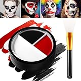 Afflano Clown Vampir Halloween Makeup Kit Weiß Schwarz Rot Gesicht Körperfarbe, Gesichtsfarbe + Schminkpinsel, für Auge Schwarz Sport Zirkus Joker Gespenster Cosplay Kostüm SFX Spezialeffekt Make-up