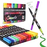 24 Farben Dual Brush Pens Art Marker, Artist Fine & Brush Tip Pen Coloring Marker für Erwachsene Malbuch Journaling Notizen Beschriftung Kalligraphie Zeichenstifte Zubehör