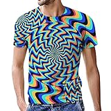 Zhiyao Herren T-Shirt 3D T-Shirt Lustige Druck Sommer Grafik Tops Atmungsaktives Sportshirt Lässige Graphics Tees Rundhals Ausschnitt T-Shirt für Männer 3XL Blau