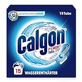 Calgon 3-in-1 Power Tabs – Wasserenthärter gegen Kalkablagerungen und Schmutz in der Waschmaschine – Beugt unangenehmen Gerüchen vor – 1 x 15 Tabs