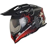 Broken Head Road Pirate VX2 - Motorradhelm Mit Sonnenblende - MX Cross-Helm In Schwarz & Rot - Größe M (57-58 cm)