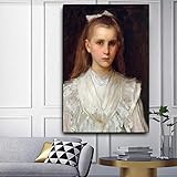 Leinwandbilder William Waterhouse《Porträt eines Mädchens in Weiß》Leinwandkunst Ölgemälde Kunstwerk Bild Wand Wohnkultur 50x75cm Rahmenlos