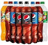 PepsiCo Party Getränke Box: Auswahl an erfrischenden Softdrinks - 2x Pepsi Max, 2x Pepsi Cola, 2x Schwip Schwap, 1x Mirinda & 1x 7UP aus 100% recyceltem Material EINWEG (8 x 1.5 l)