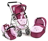 Bayer Chic 2000 637 29 Kombi-Puppenwagen Emotion 3-in-1 All In, Lila, Rosa