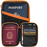 Kompakter RFID-Reise Dokumentenhalter Passport Wallet Kreditkartenetui Mann Frau - 2. Generation Neue Modello 2020 - Münzen - 13 Fächer Organizer Geschirmtes Anti-Klonation - RAXCLAY®