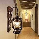 Artpad Rustikale Kerosinlampe an der Wand montiert, E27 Haken hängende Wandleuchte mit Holzsockel, Innenbar Kaffee Restaurant Korridor Dekor Wandlamp