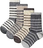 normani 4 Paar Kinder Alpaka-Socken perfekte Passform, wärmeschutz, atmungsaktiv, angenehmes Tragegefühl Größe 27-30