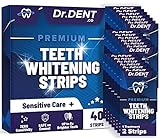 DrDent Premium Zahnweiß-Streifen - 20 Whitening-Sitzungen - Non-Sensitive Formel - 40 Peroxid frei Whitening-Streifen - sicher für Zahnschmelz + Mundöffner enthalten